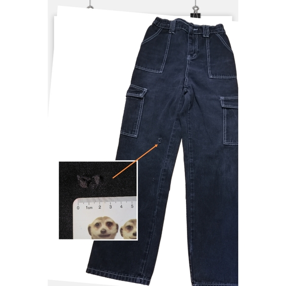 🐝 26"W, black washed denim high waist overalls with white topstitchin - Picture 8 of 8